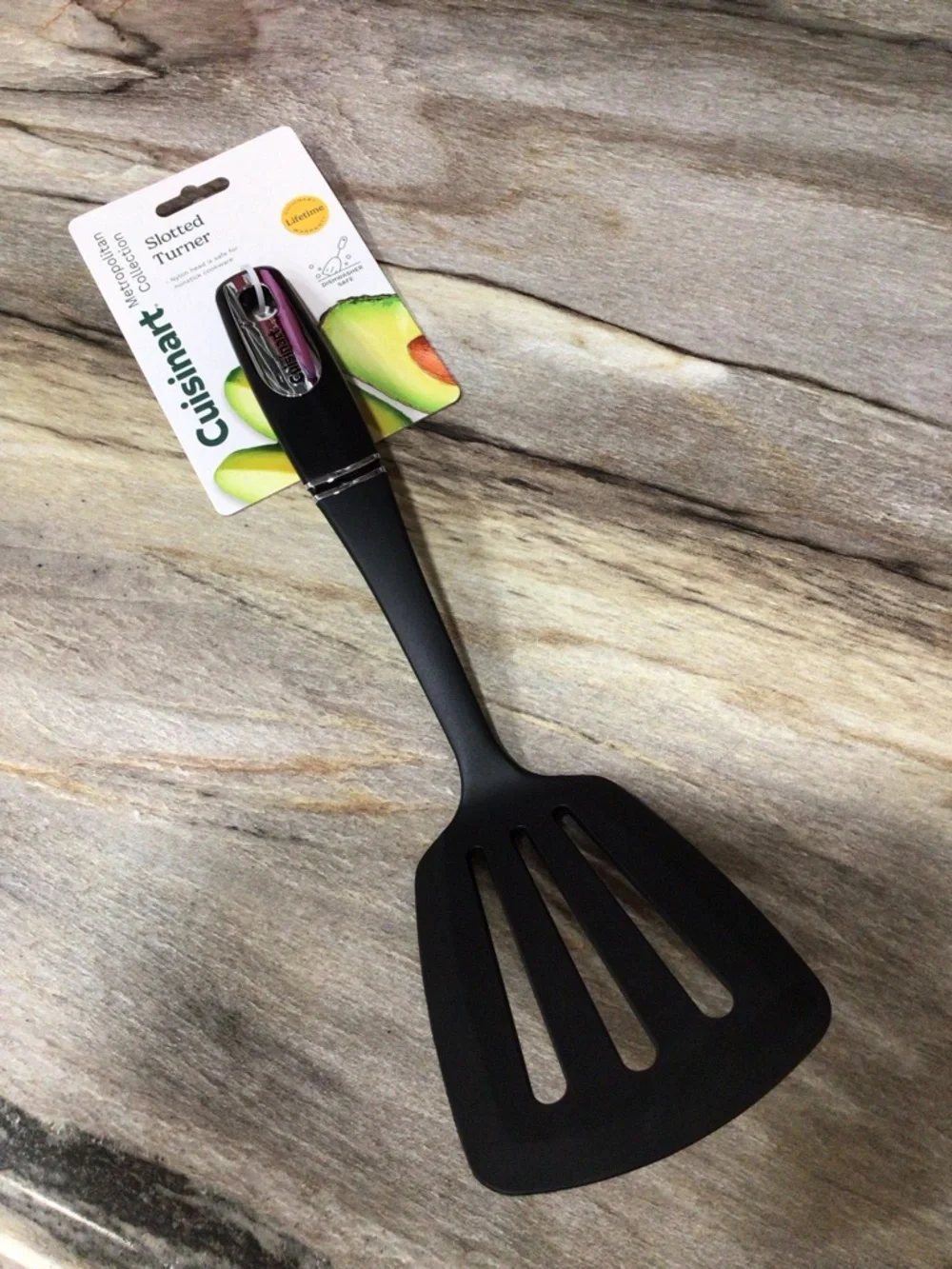 Cuisinart CTG-12-LT Slotted Turner Nylon Nonstick Spatula Black 13.75” NWT